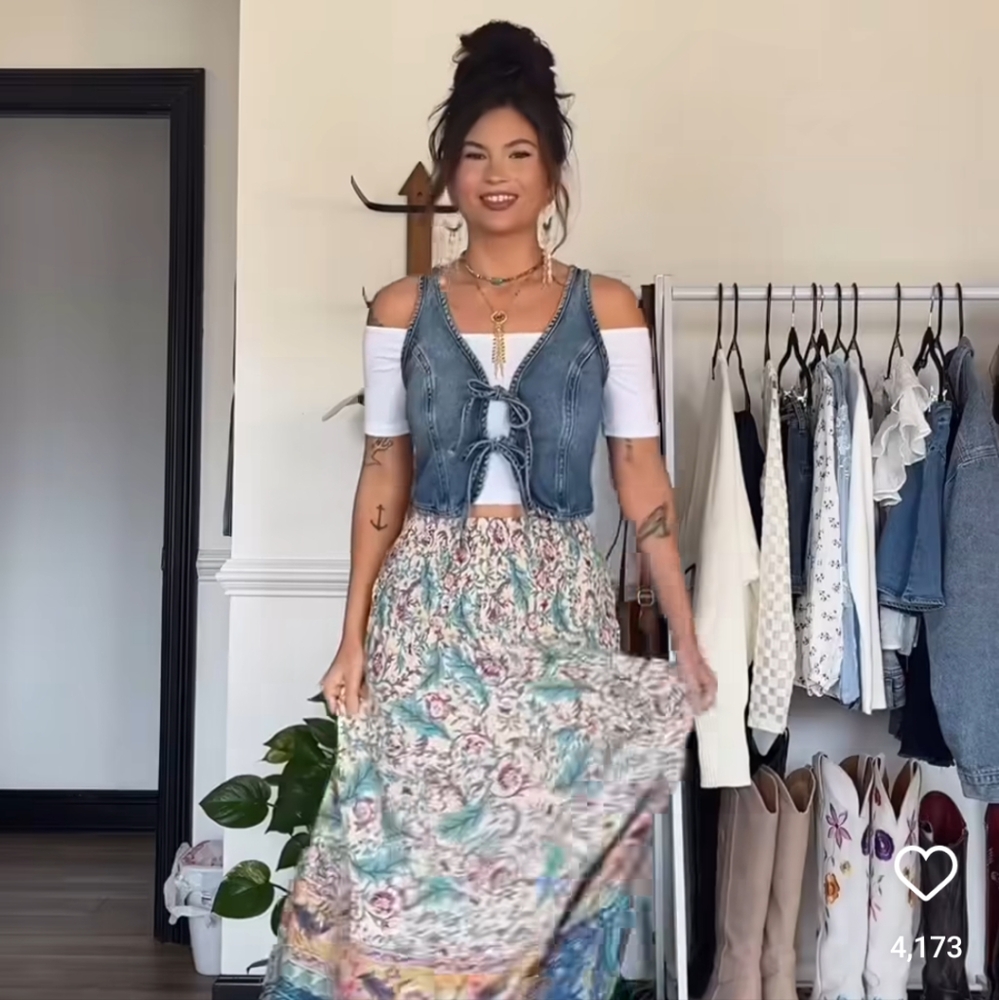 Denim Vest with Tie Front